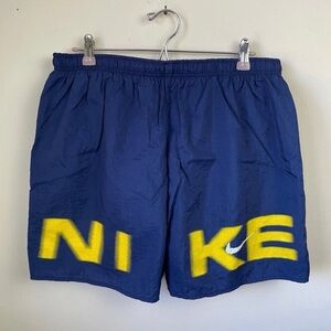 Vintage Nike Big‎ Spellout Swoosh Casual Swim Trunk Shorts RARE